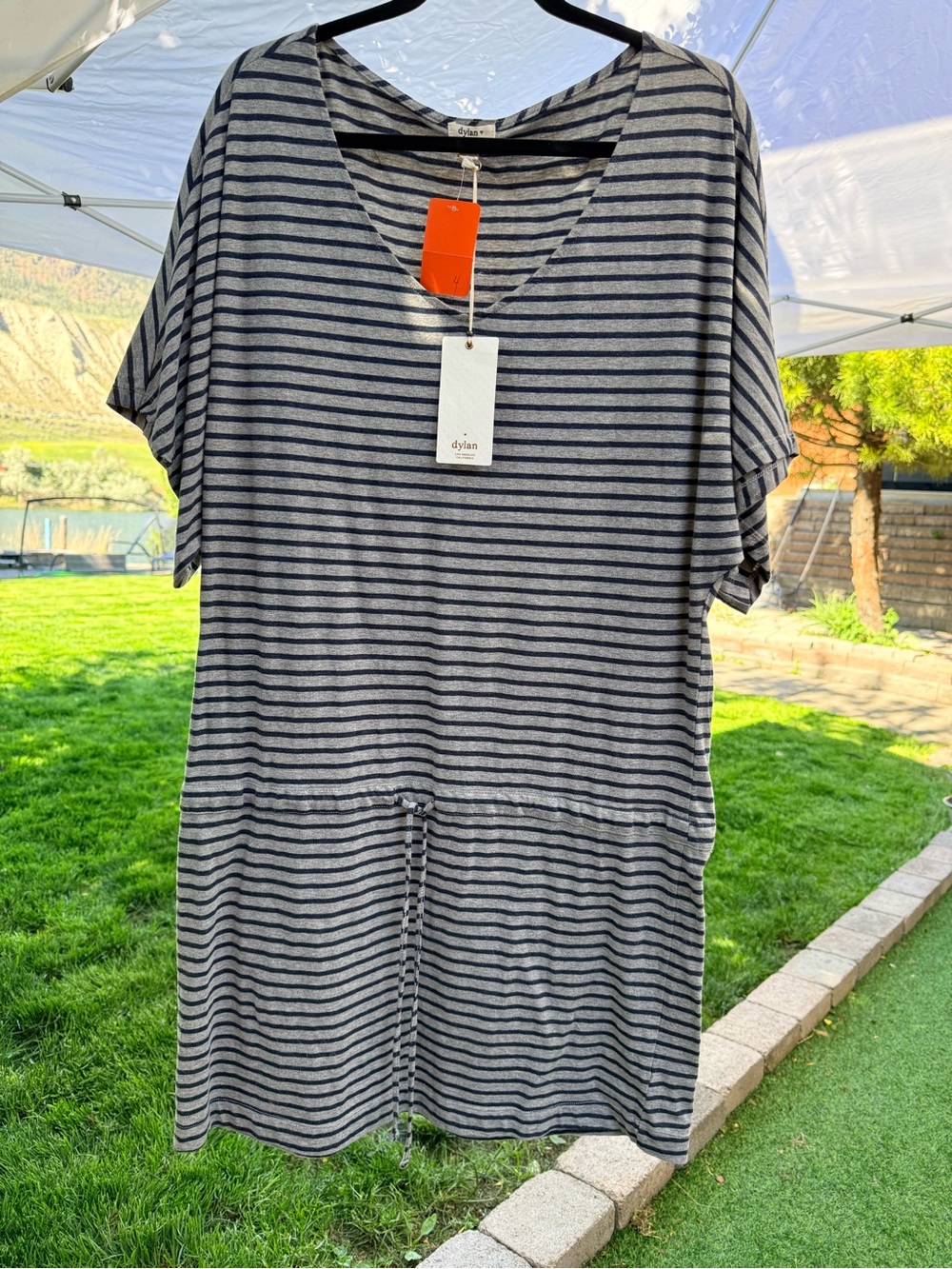 dylan Gray and Black Striped V-Neck Tunic